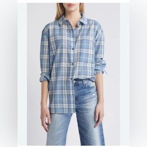 Treasure & bond Casual Button-up Shirt In Blue Stacy Plaid womens